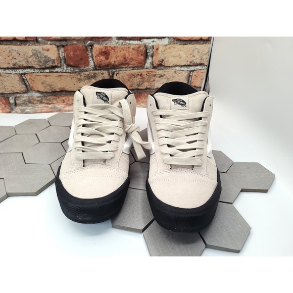 Vans  Knu Skool Peyote Cream White Black Mid Suede Nylon Skate Shoes Men sz 12 - Picture 6 of 11